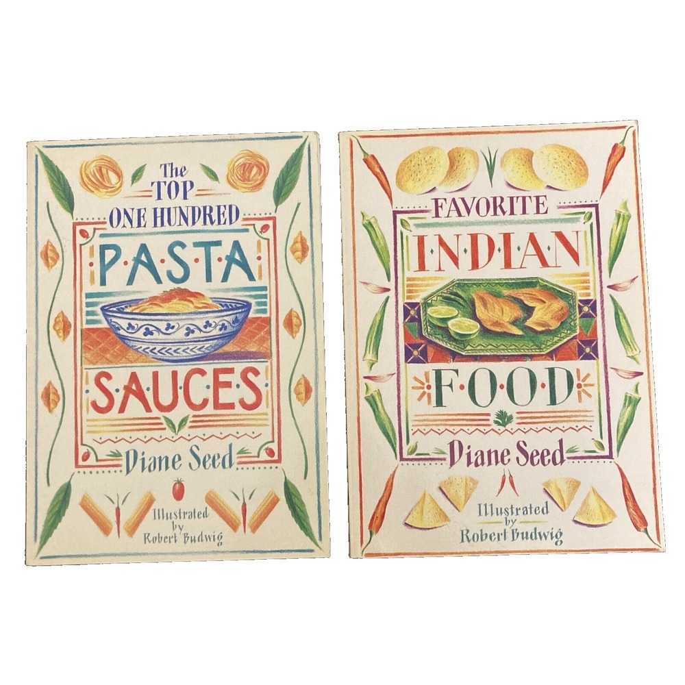 Cookbooks by Diane Seed Lot of 2 Favorite Indian Food & Top 100 Pasta Sauces PB